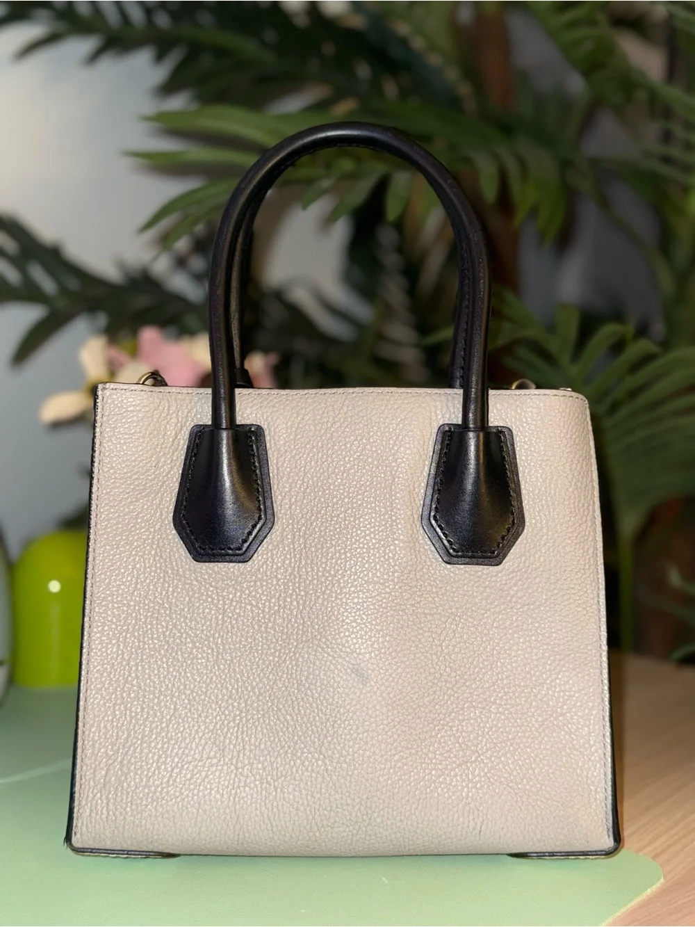 Michael Kors Pebbled Satchel in Light Taupe